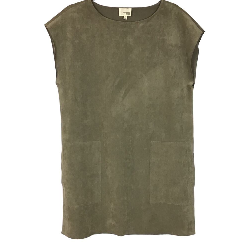 Aritzia Wilfred Nori Sandstorm Mushroom Gray Taupe Suede Sheath Shift Dress sz M